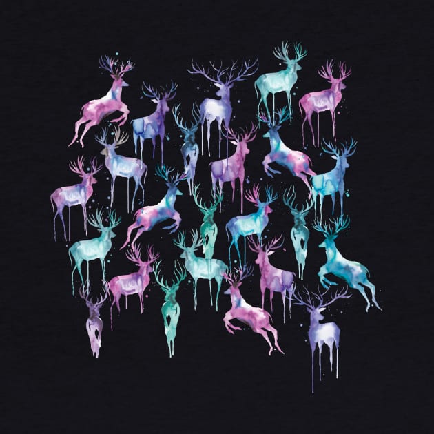 Watercolor Winter Deers Purple by ninoladesign